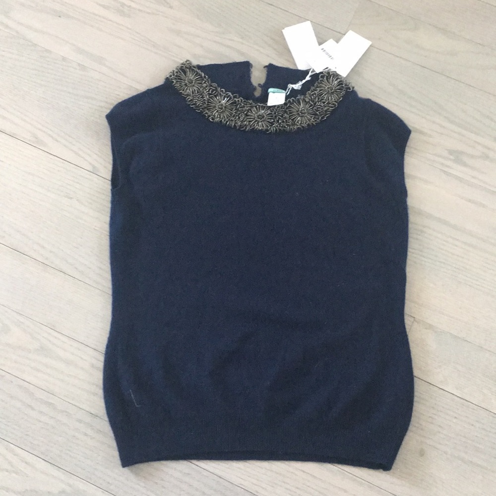 J. Crew Cashmere Sweater with a Jeweled Neckline